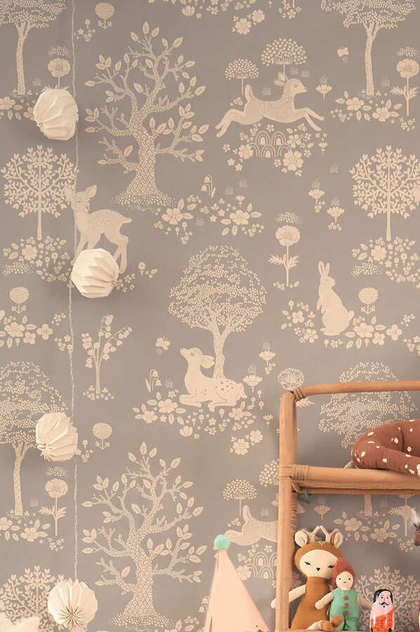 Bosdieren behang kinderkamer | Majvillan | Summer Fields – blauw