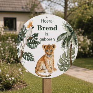 Geboortebord rond Jungle Leeuw