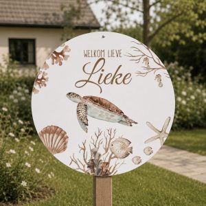 Geboortebord rond onderwater wereld Schildpad