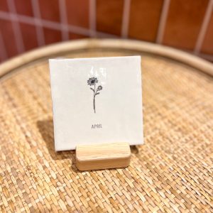 Gegraveerd tegeltje met geboortebloem – april madeliefje