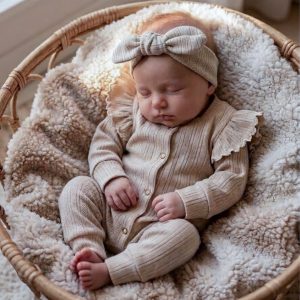 Ruffle boxpakje beige pointelle