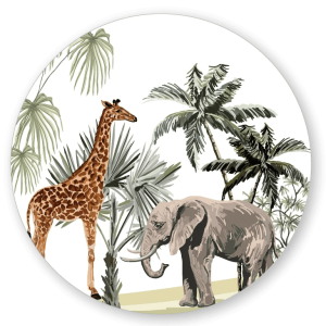 Muurcirkel Safari Olifant Giraf