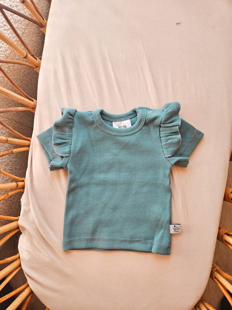 Shirt ruffles zee blauw