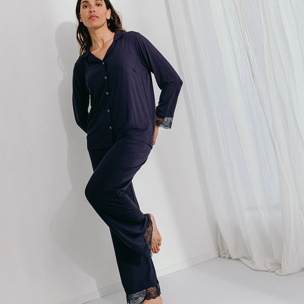 Jasmine Pyjama Marine - Afbeelding 4
