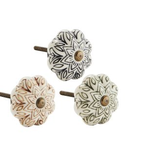 Knop bloemvorm Ø 4,5 cm – zwart | Madam Stoltz