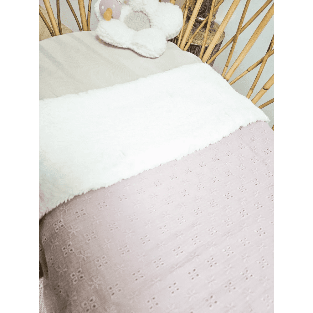Teddy deken hydrofiel broderie oud roze - Afbeelding 3