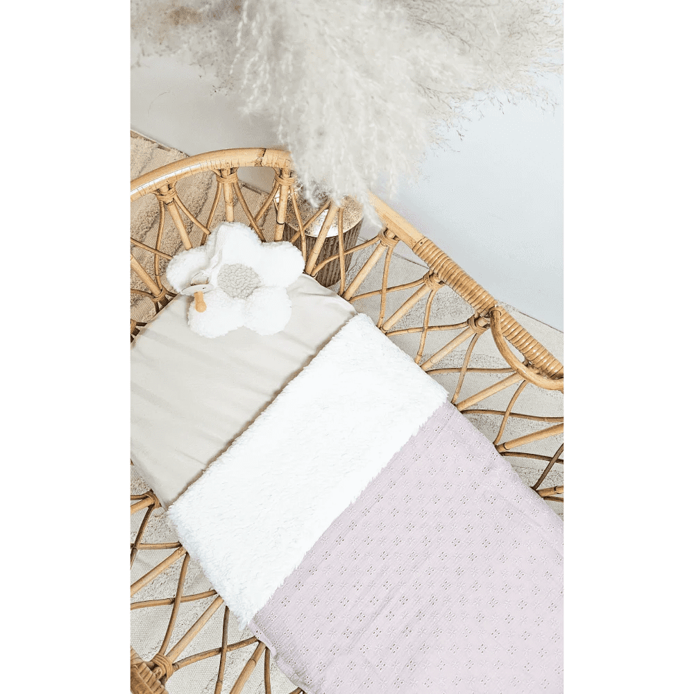 Teddy deken hydrofiel broderie oud roze