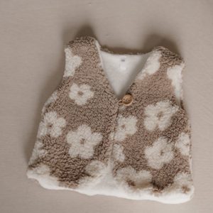 Teddy gilet bloemen bruin