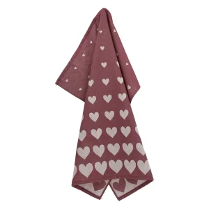 Bunzlau Castle theedoek – Hearts Burgundy
