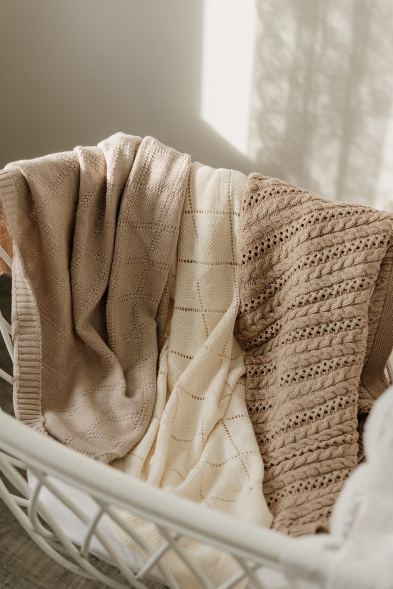 Wiegdeken beige ruitjes - Afbeelding 6